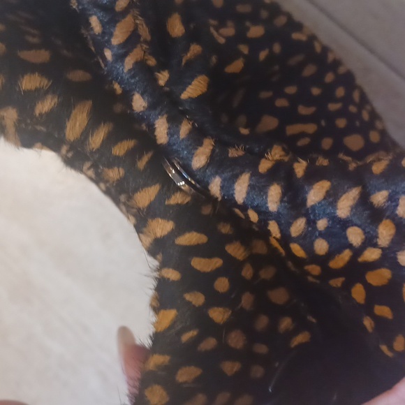 NWT THACKER New York Caramel Spotted Dyed Cow Fur Versatile Kara Crossbody Bag - Picture 7 of 13